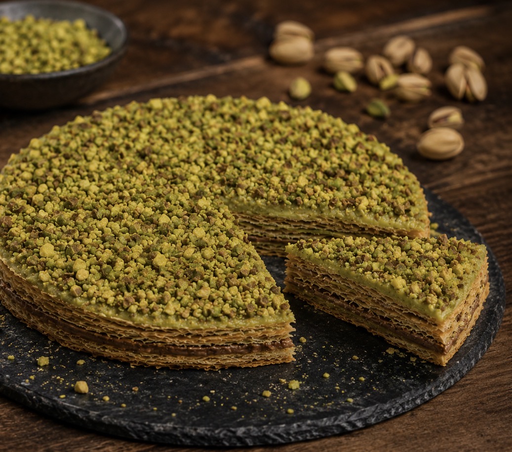 Pastel de Dubai (porción)
